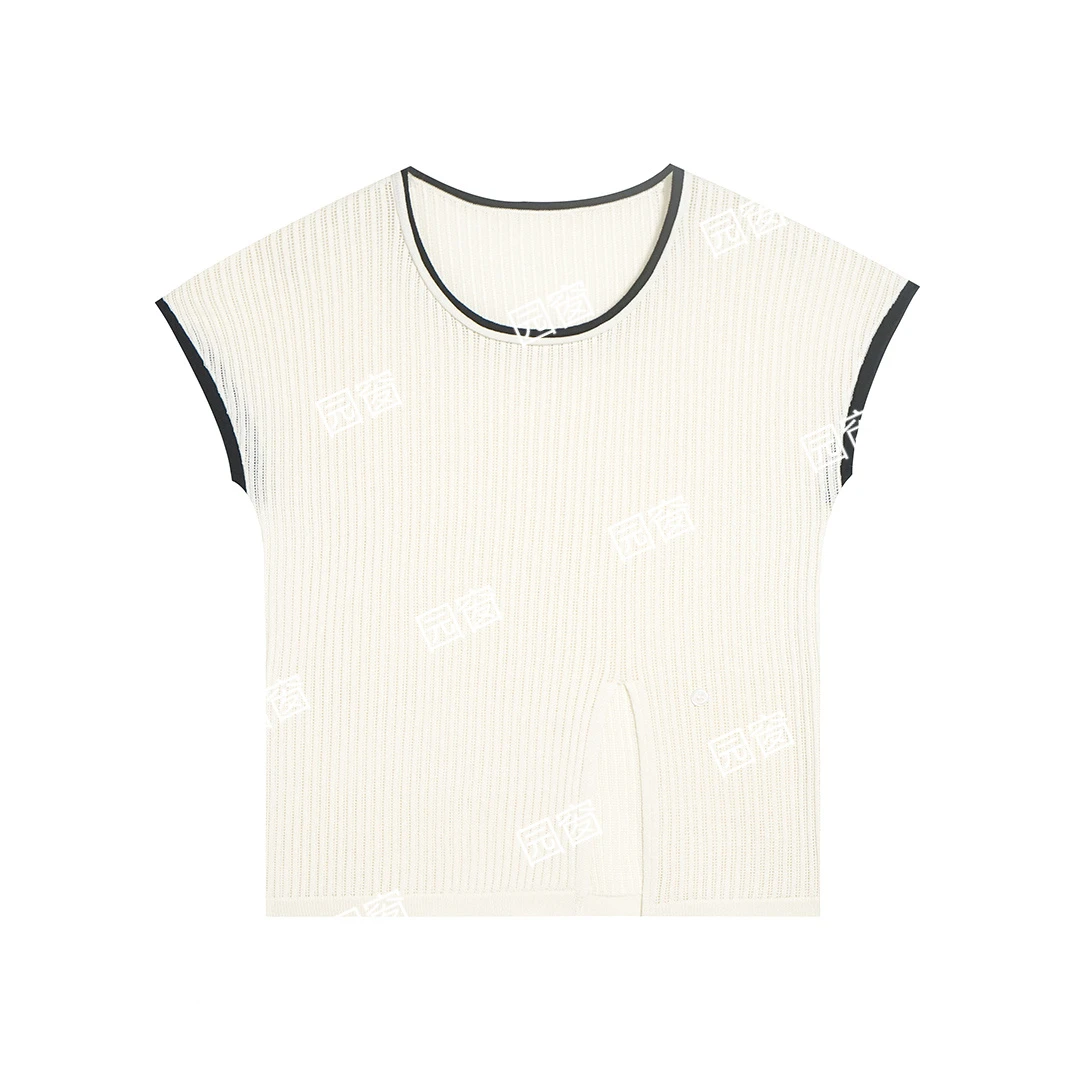 【珊珊专属】“鸢尾锁韵”时尚气质设计感针织上衣7982