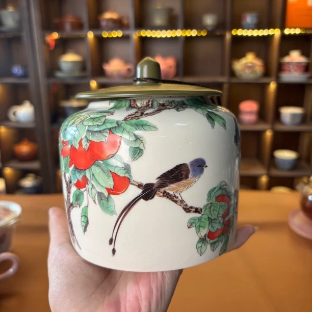 喜上眉梢陶瓷茶叶罐