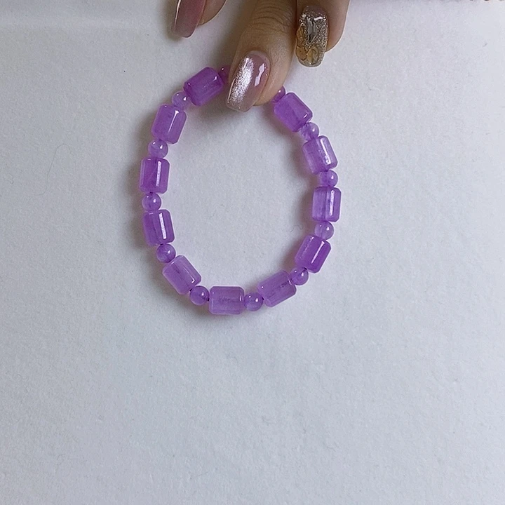 锂辉石紫锂辉高冰收藏级手串未镶嵌平****?