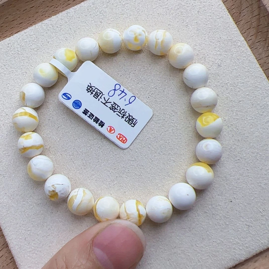 蜜蜡手串未镶嵌生***鱼6.48克