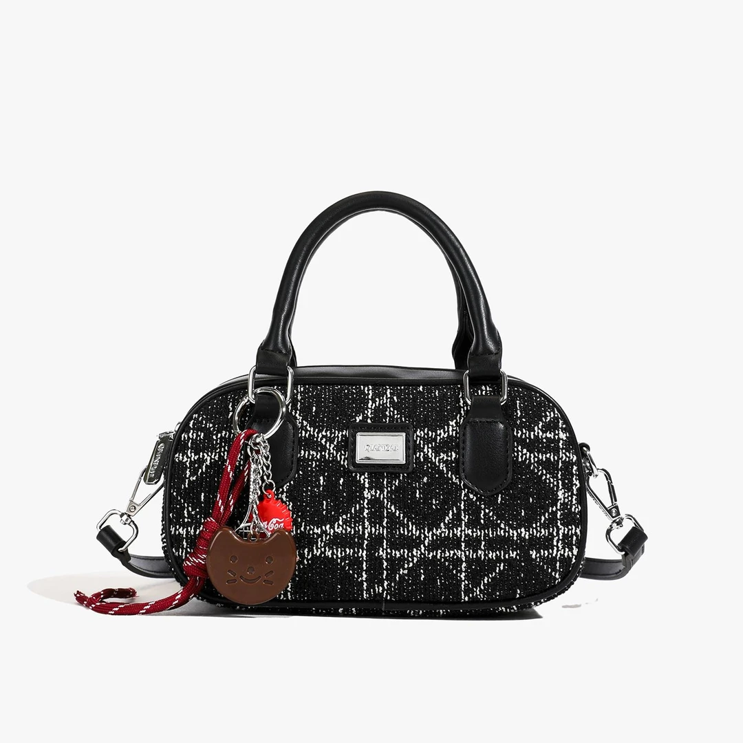 【丹姐】真皮时尚女包百搭手提包单肩斜挎-8077#黑色