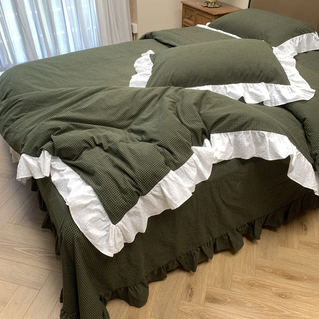 【松子小姐】法式小众经典格子款全棉四件套