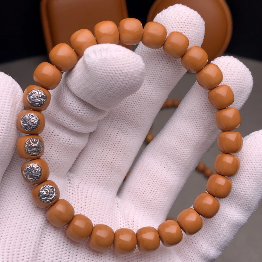 猴头核桃手串老型8.7尺寸镶嵌5个标