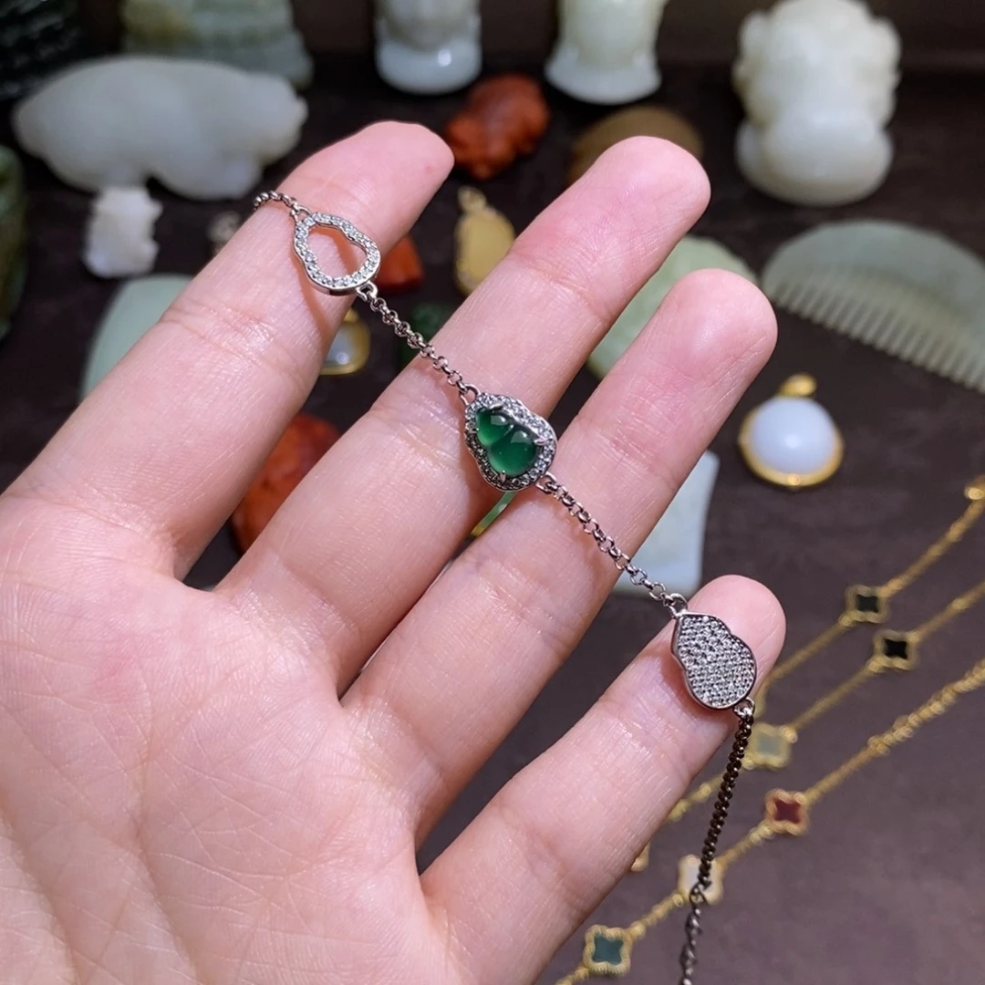 翡翠银S925镶嵌颈饰手链