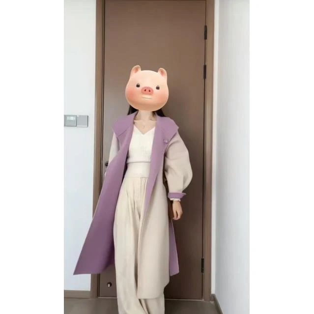 秋冬新款氛围感气质过膝长款双面呢外套渐变妮子大衣外套