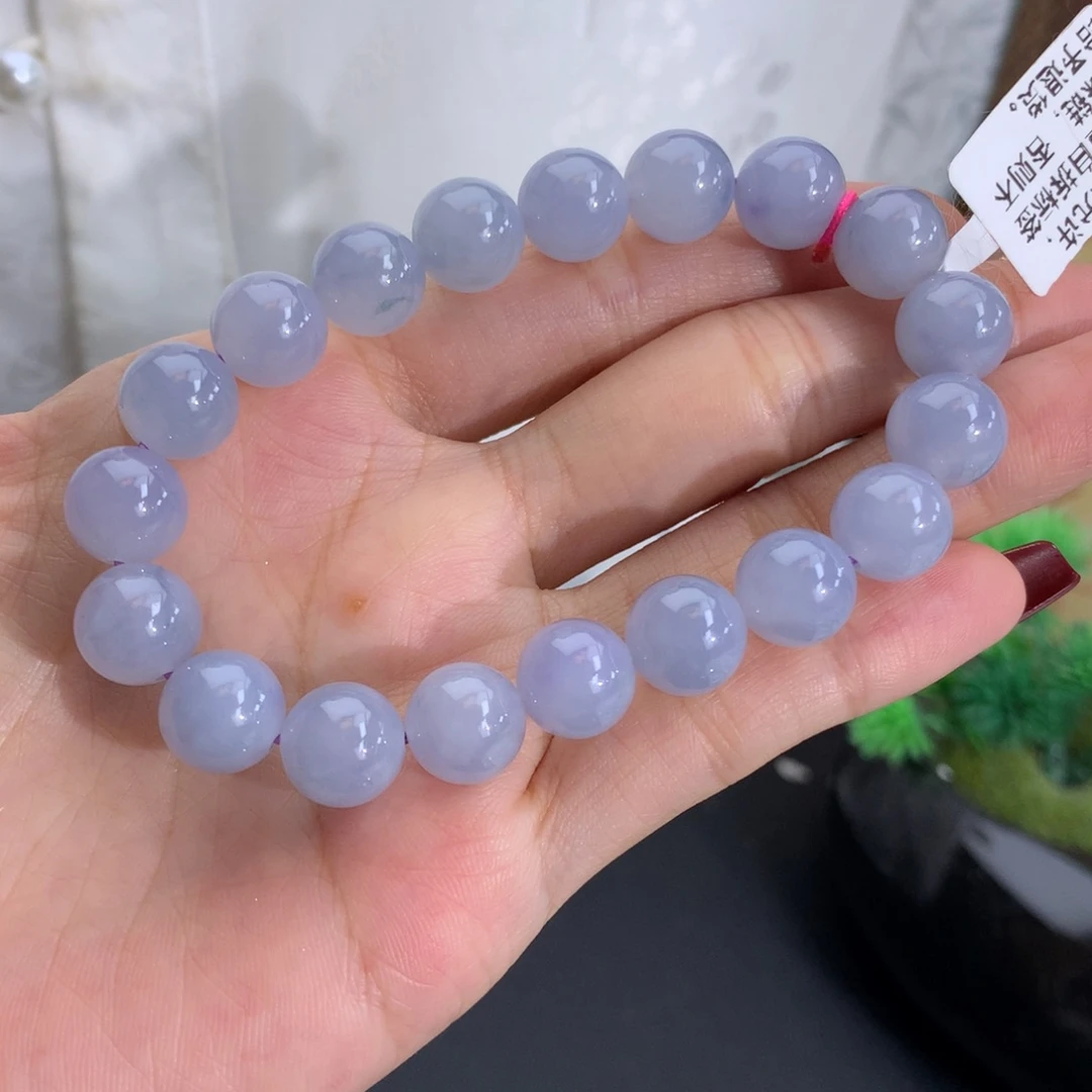 翡翠未镶嵌手串卡10胶润紫手串