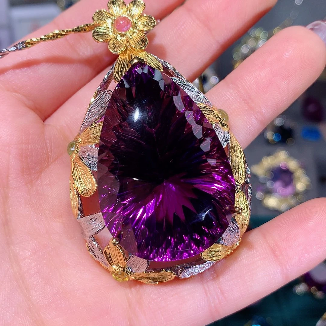 紫晶颈饰银S925镶嵌吊坠