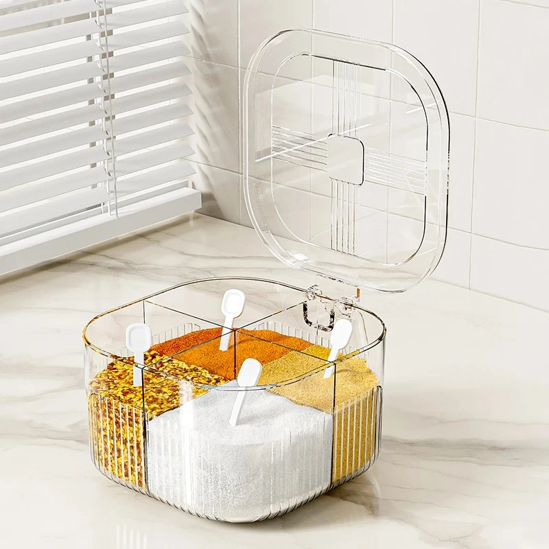 PET调料盒家用厨房调料罐一体多格盐味精胡椒收纳佐料调味瓶透明