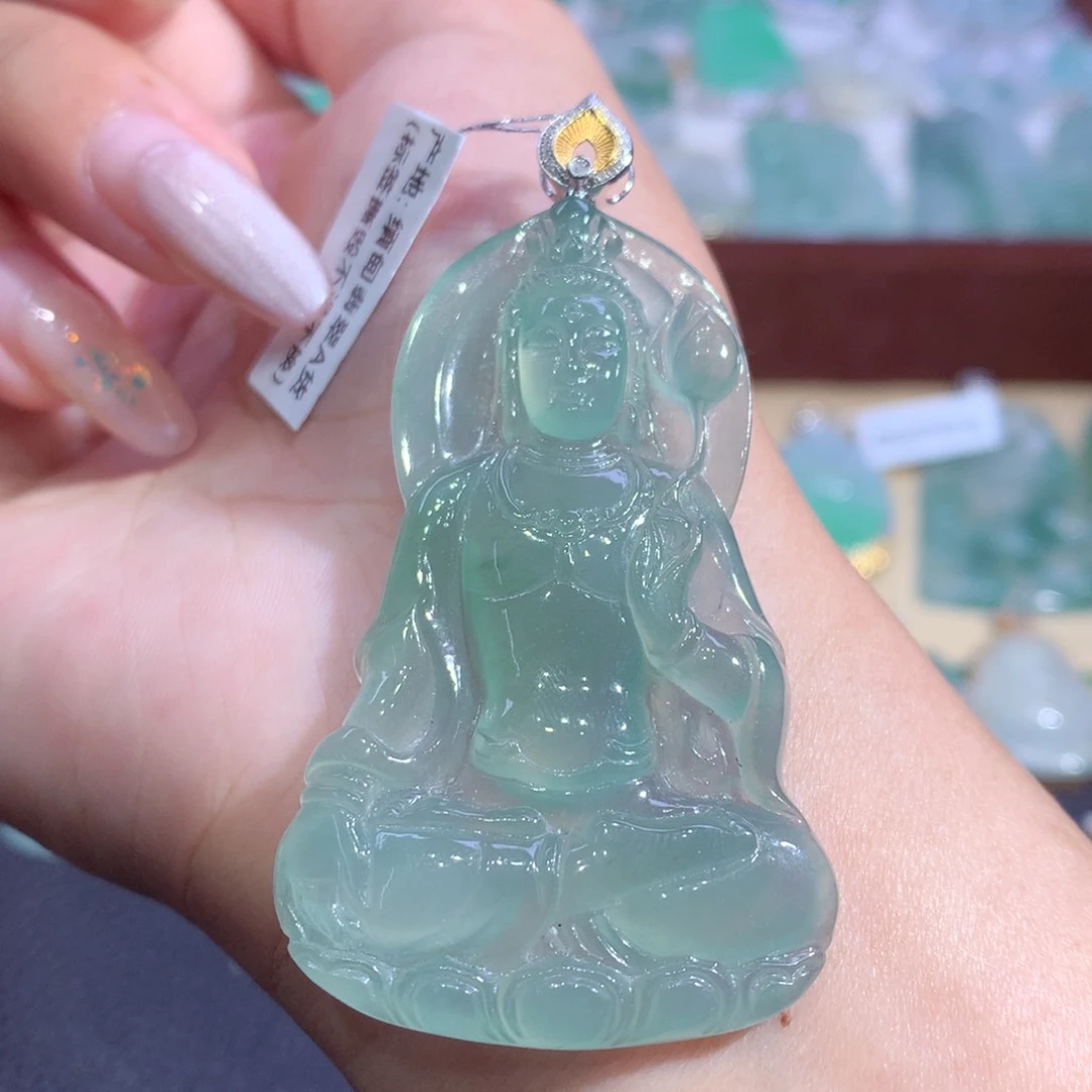 吊坠(不含链)18K金镶嵌翡翠翡翠