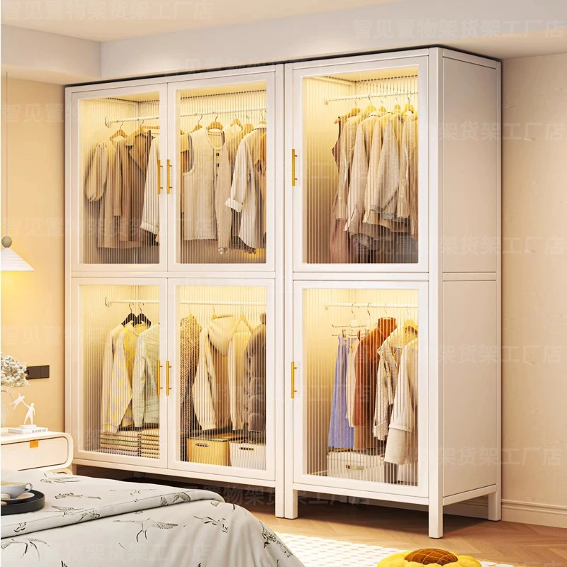 钢制衣柜卧室家用出租房用简易组装铁皮金属组合衣橱衣帽间收纳柜