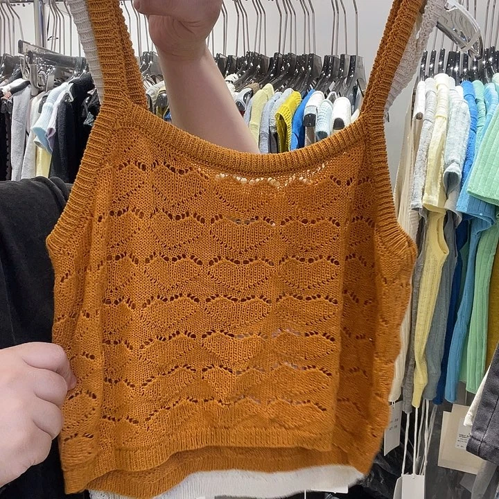 三醋酯纤维背心橘色的短款