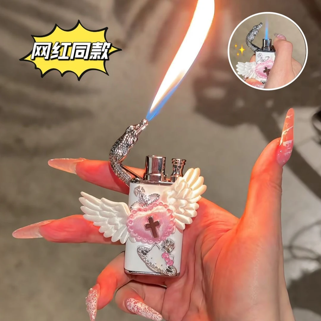 网红同款鳄鱼头充气手作打火机送男友高级感高端防风创意个性耐用