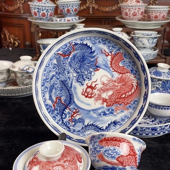 双龙戏珠四件套茶具