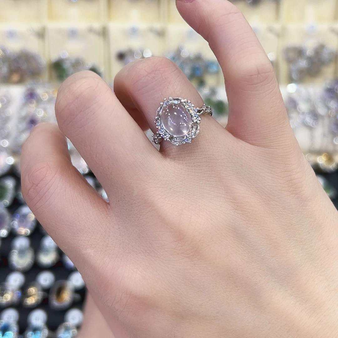 银S925镶嵌烟晶戒指