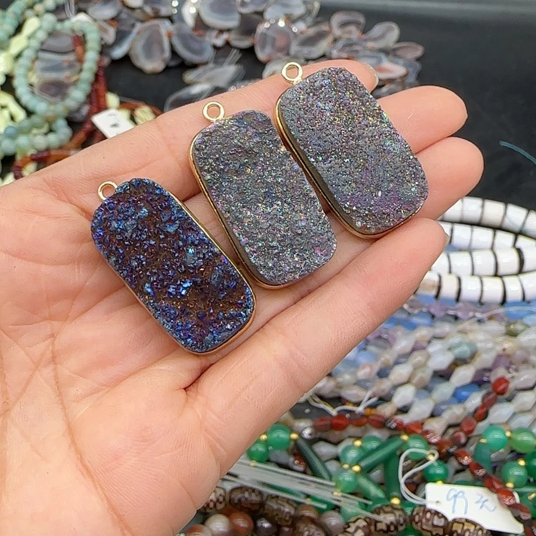玛瑙/玉髓合金珠宝半成品晶牙吊坠一颗013
