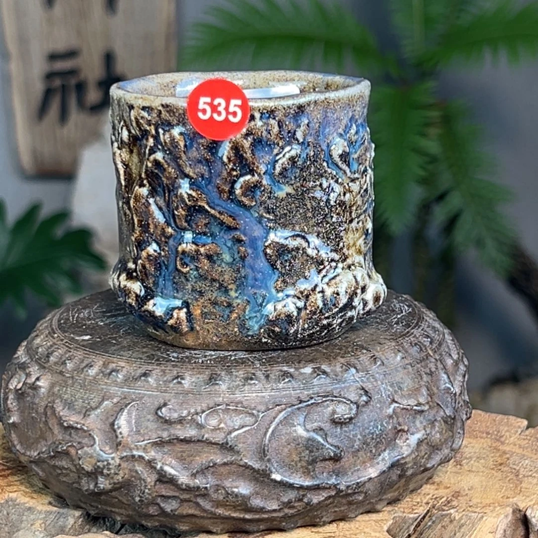 杯535柴烧手捏主人杯自然落灰釉