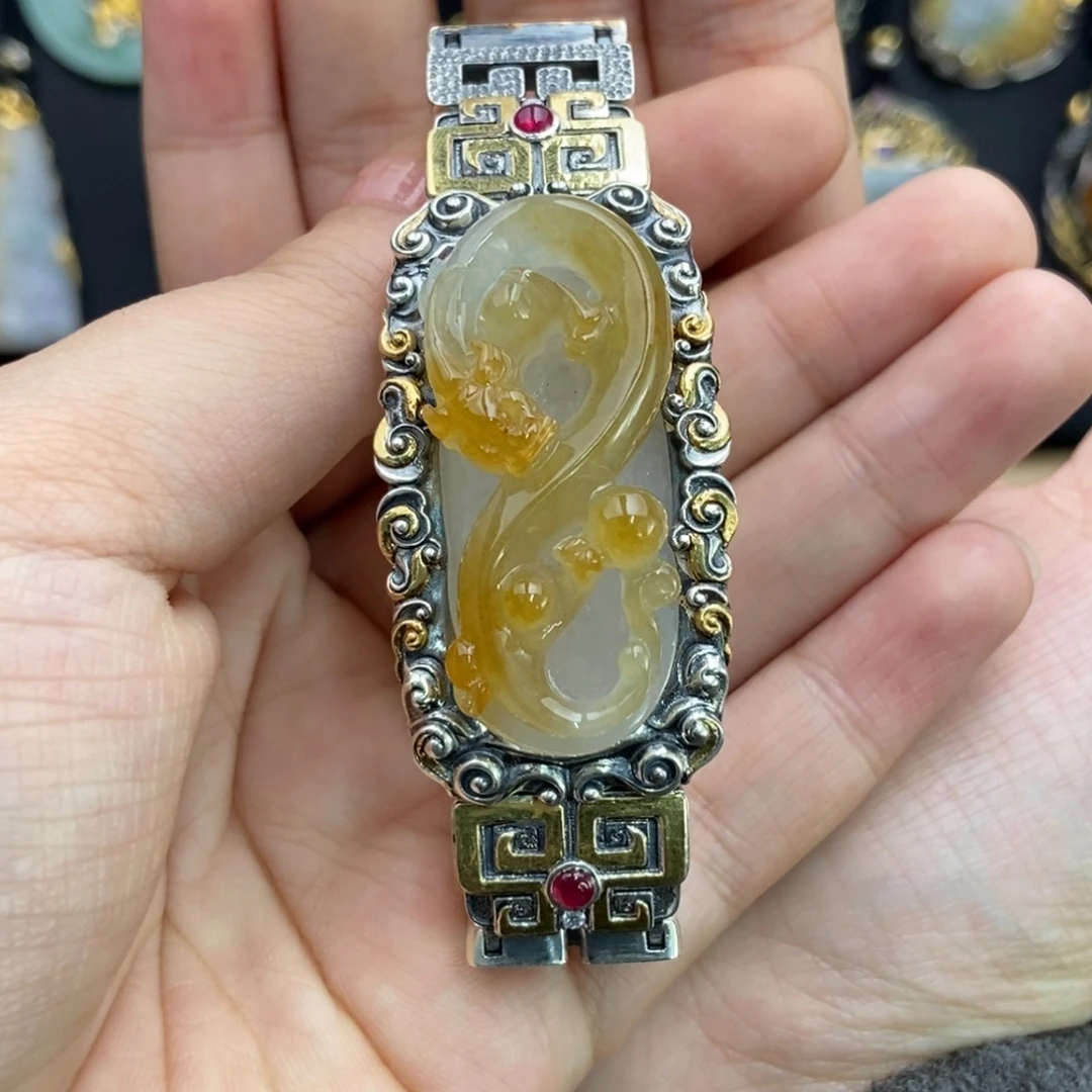 银S925镶嵌手链翡翠