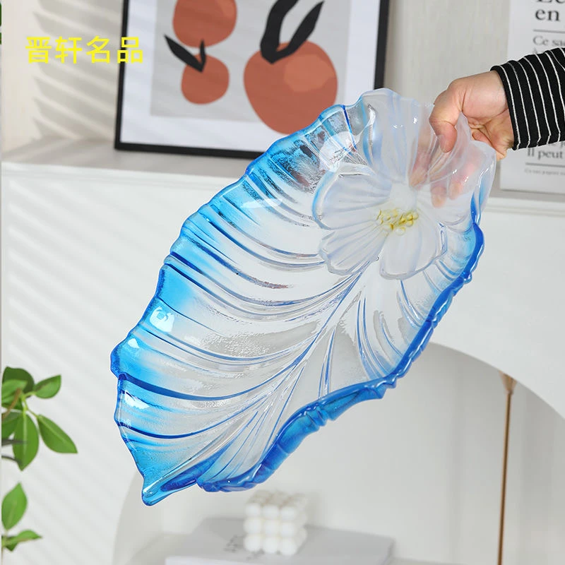 匠川社轻奢格桑花玻璃盘家用客厅高颜值田园中式彩色欧式多格果盘