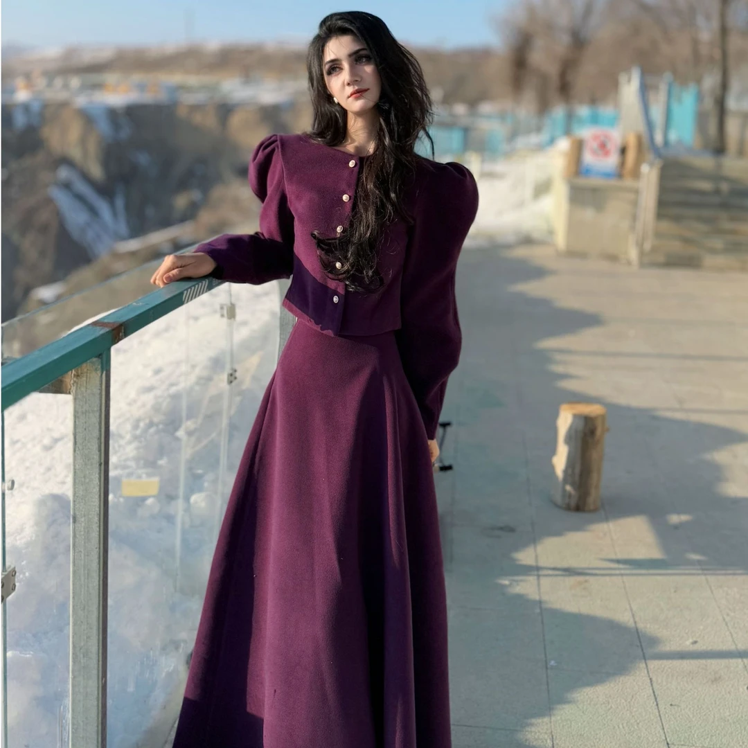 Fargiz2025 【富家千金】开春双面优雅韩式外套高腰半裙小套装