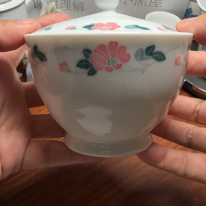 醴陵老瓷器大球泥红芙蓉茶叶罐微瑕无底款