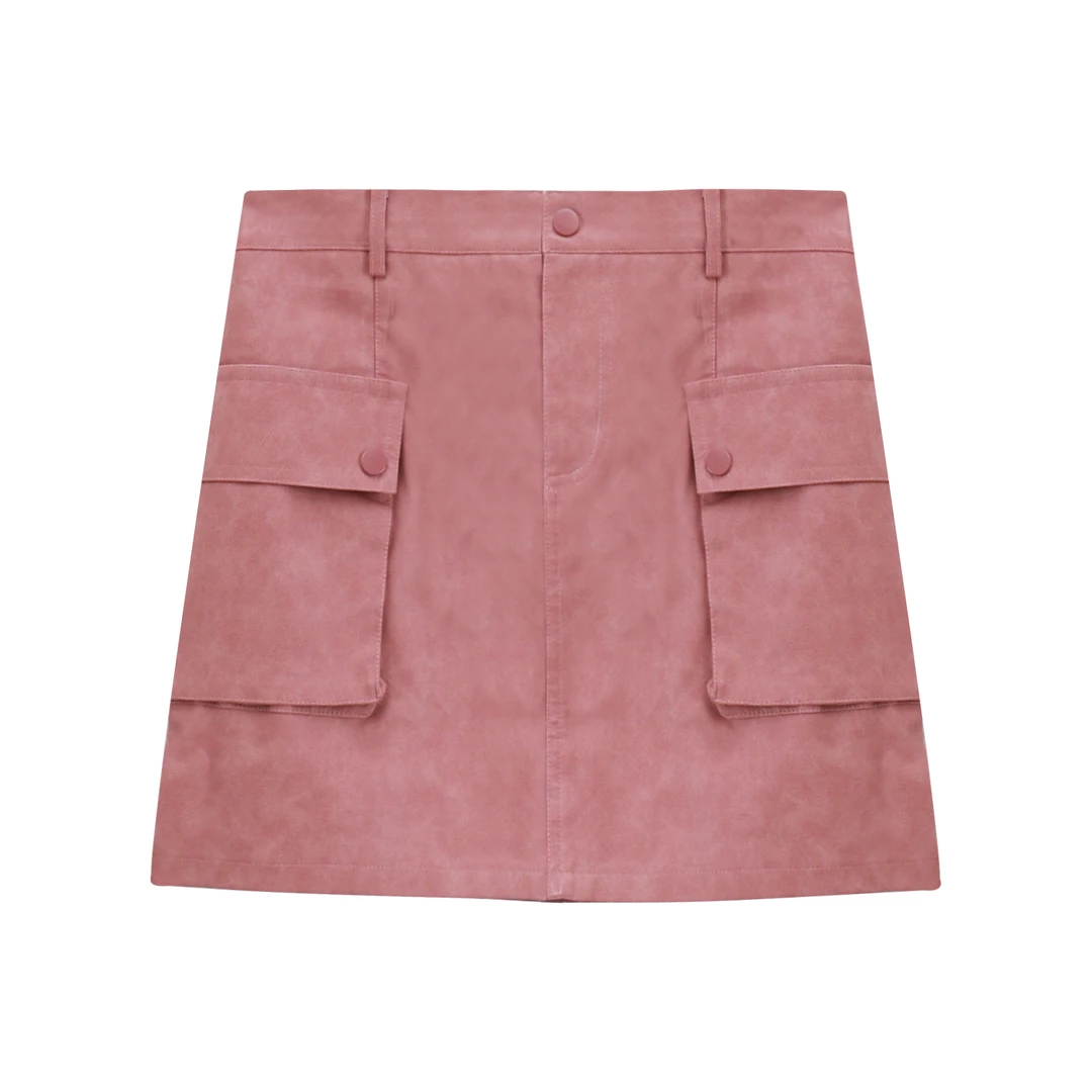 张大人【5折清仓现货秒发】女装微胖妹妹mm显瘦粉色高腰A字半身裙