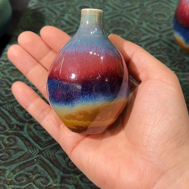 纯手工胎高温颜色釉小花瓶