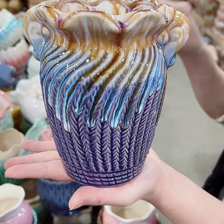 有孔.凑满10元发货多肉陶瓷花盆！