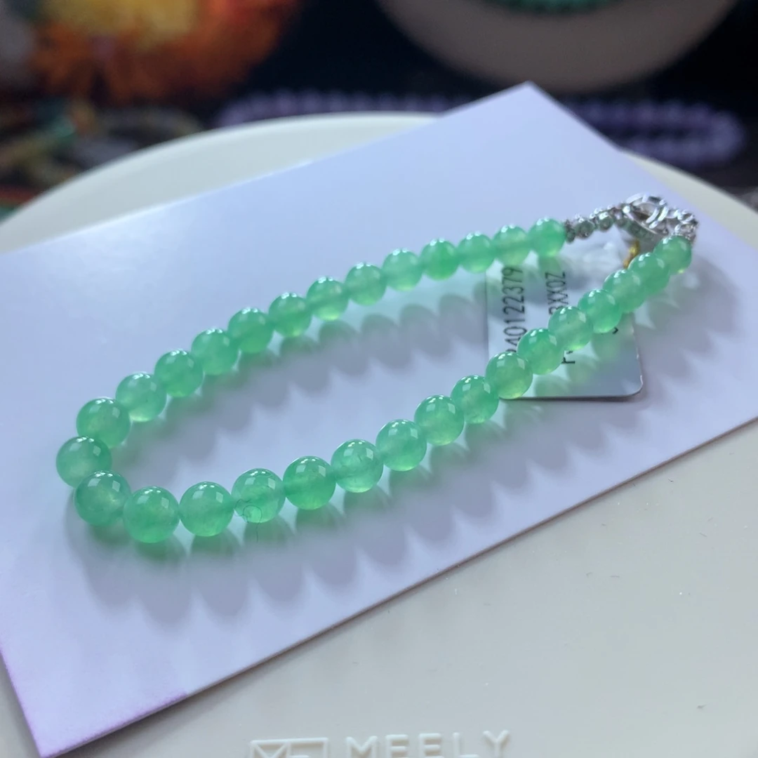 翡翠手链未镶嵌翡翠高冰冰甜绿卡4.50~5+