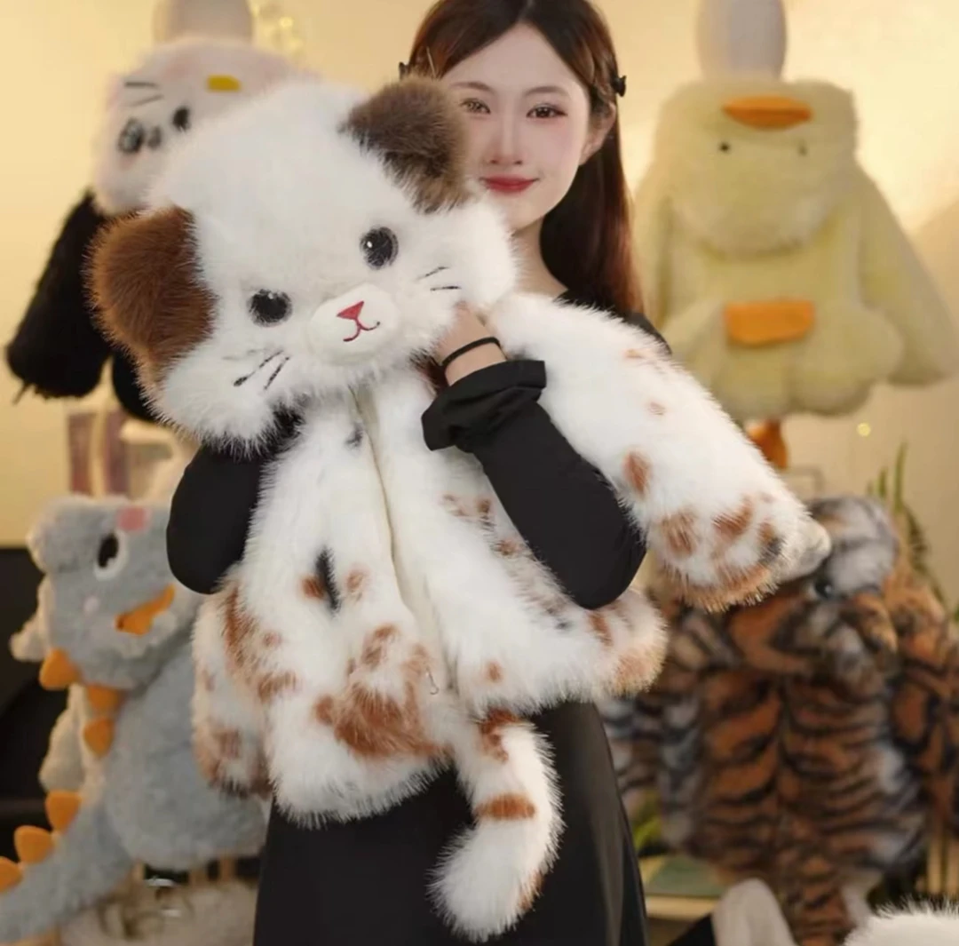 冬季可爱猫咪女童时尚保暖毛毛衣外套