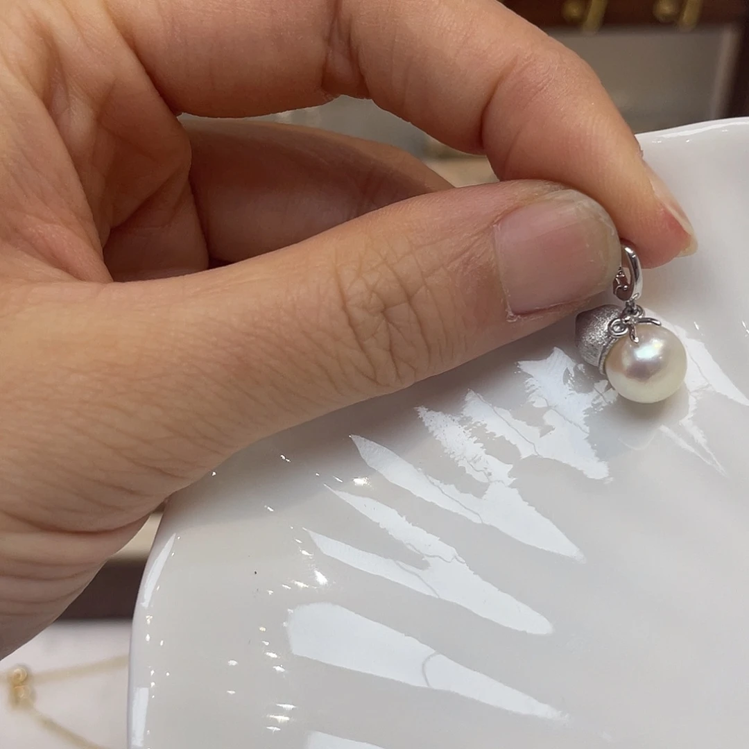 银S925镶嵌海水珍珠吊坠(不含链)