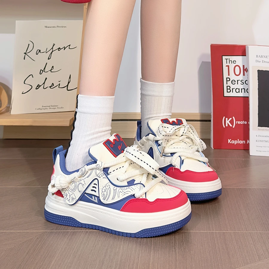 回力红蓝CP板鞋情侣款2025爆款时尚百搭潮流休闲鞋厚底港风小白鞋