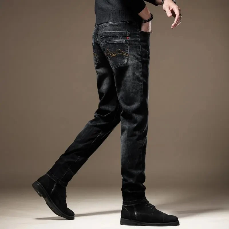 秋冬美式重磅复古水洗直筒休闲裤高端修身男士时尚潮流时尚牛仔裤