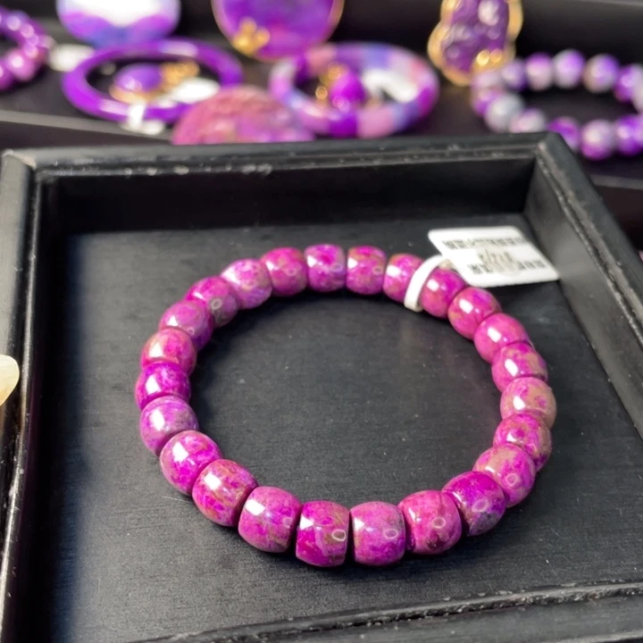 苏纪石（舒俱来）18K金镶嵌耳钉桃红手串