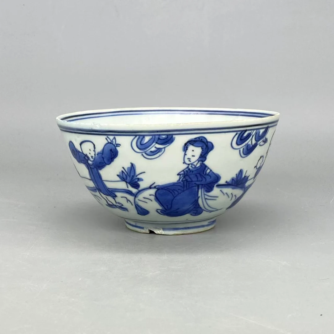 32512002*明万历青花人物故事纹碗/瓷器三/江苏省文物总店/J