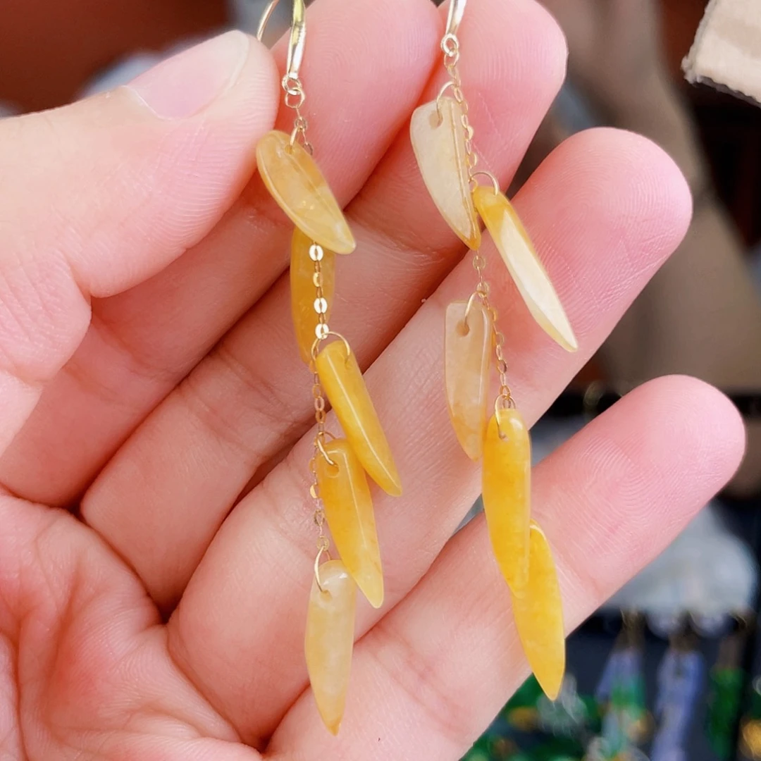 翡翠18K金镶嵌耳饰饰品