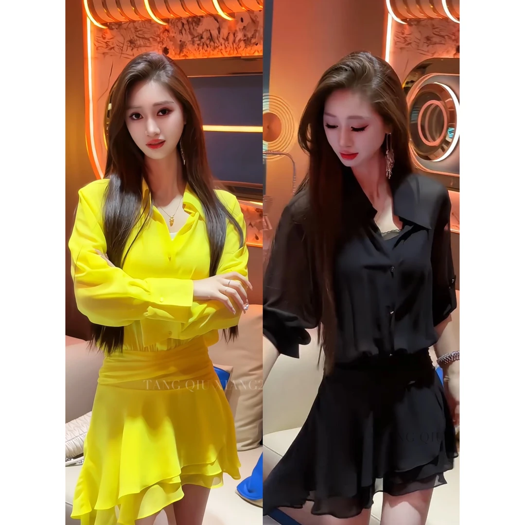 【耀眼纱梦】夏季新款法式小众收腰荷叶边连衣裙