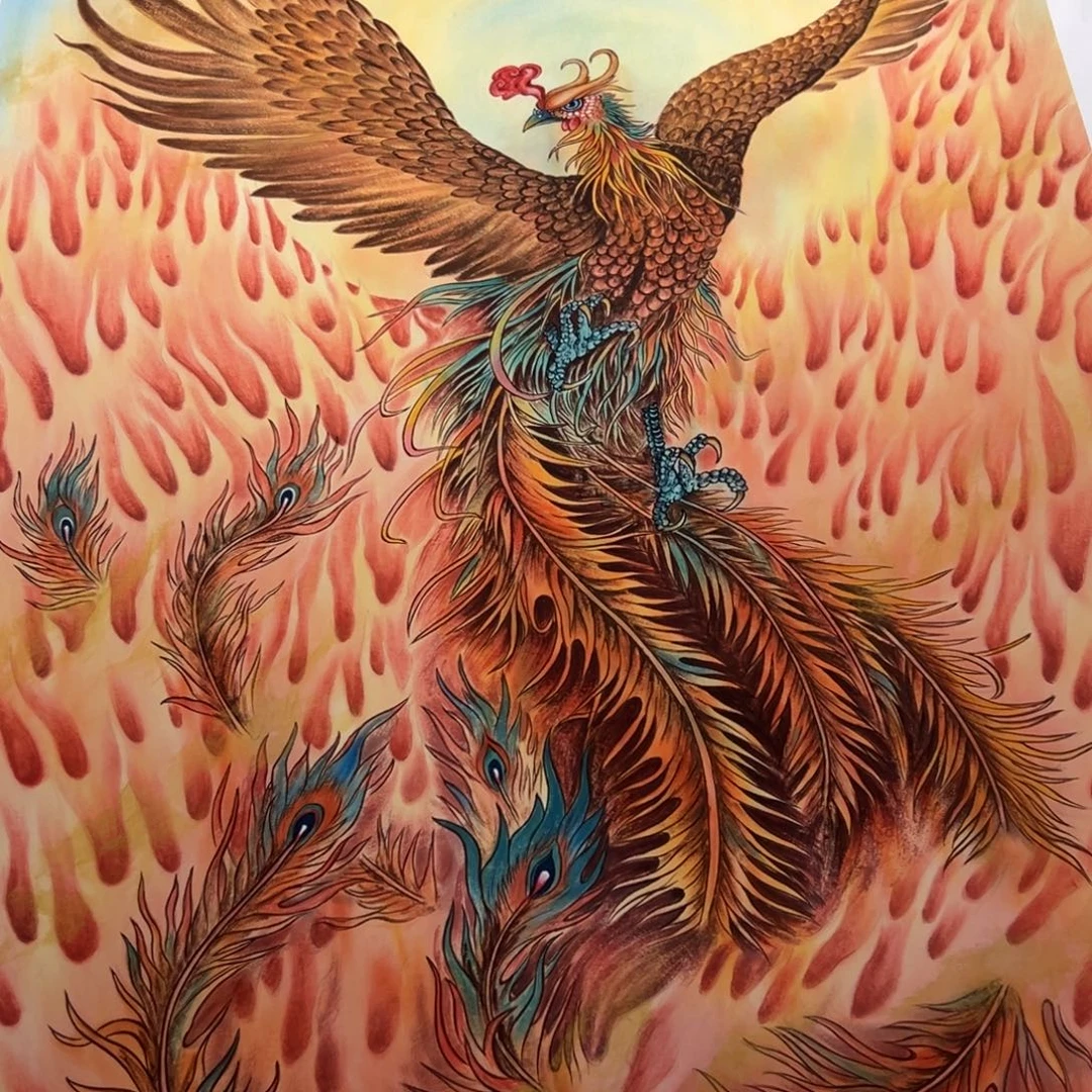 J***g国画马老师凤凰作品