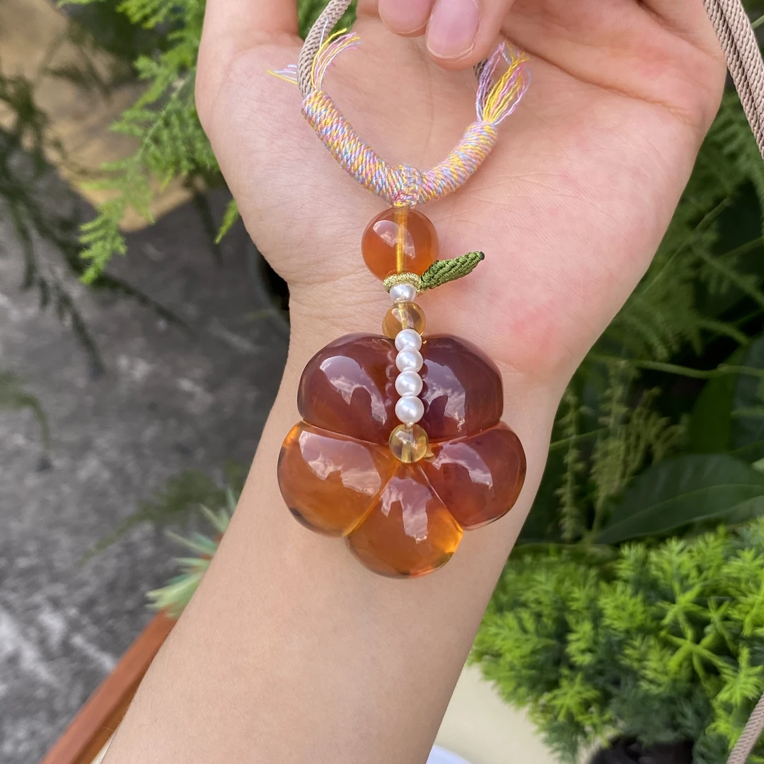 蓉百万珠宝【天然缅甸琥珀（亮金棕）胖花花】