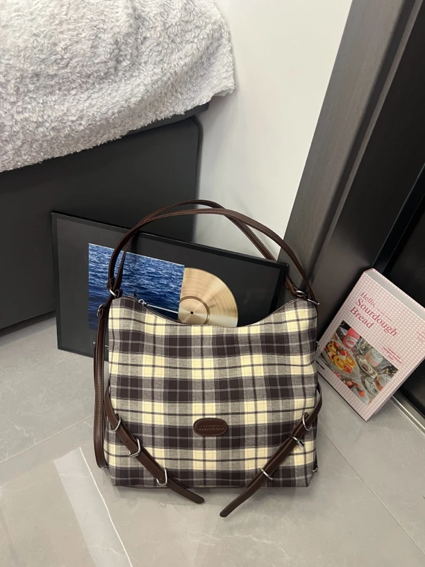 福利款！复古格子大容量一包多背