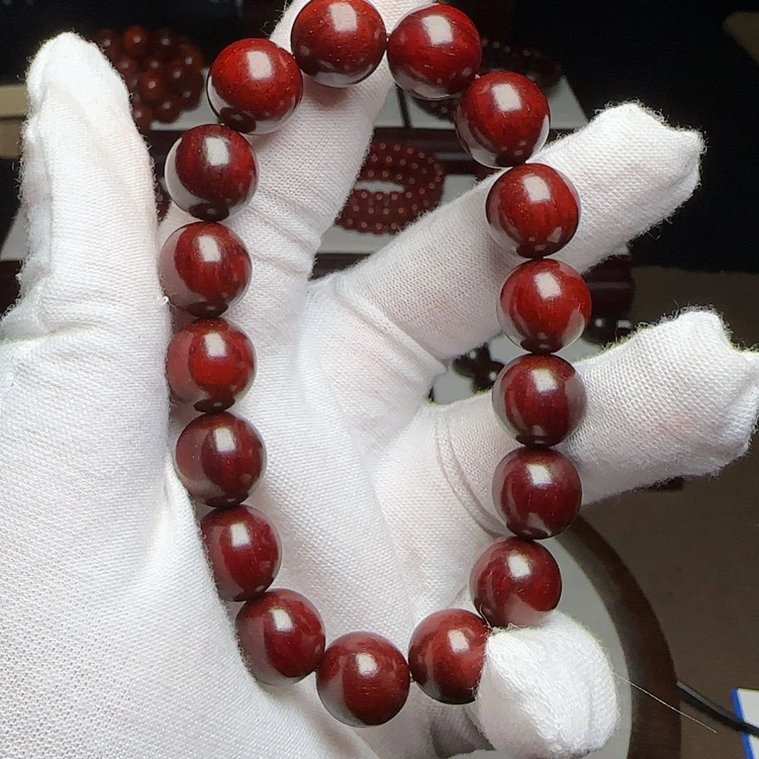 小叶紫檀手串/手链w原汁原味1.2cm泥料带星