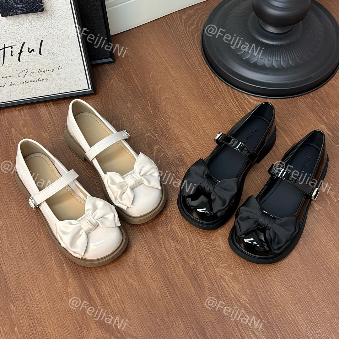 2025年新款复古蝴蝶结百搭低跟JK玛丽珍气质单鞋女