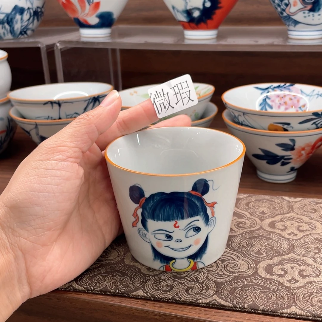 釉下手绘茶具微瑕