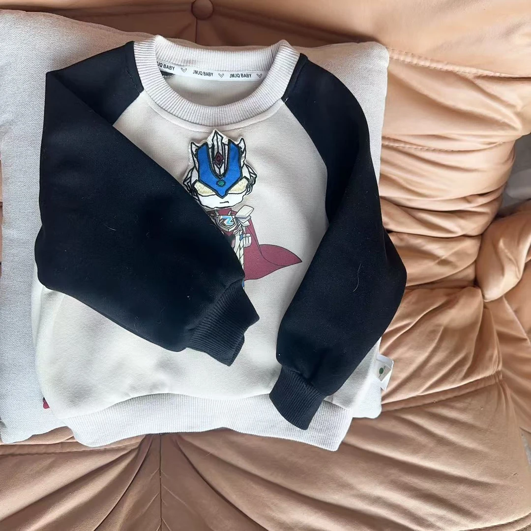 【JMJQ 25020】早春儿童新款附小披风插肩袖圆领立体超人奥特曼卫衣