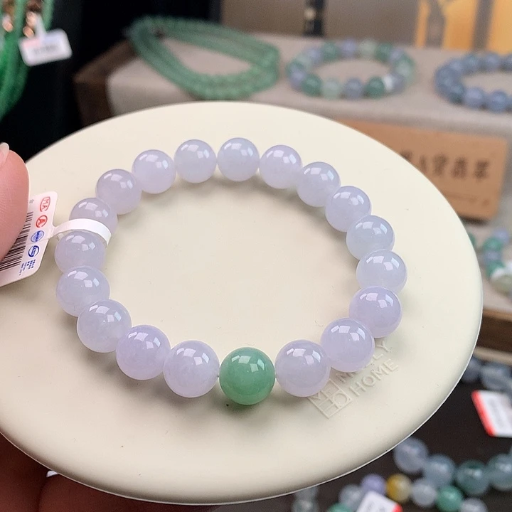 翡翠未镶嵌手链纯白无瑕点之晴，炸