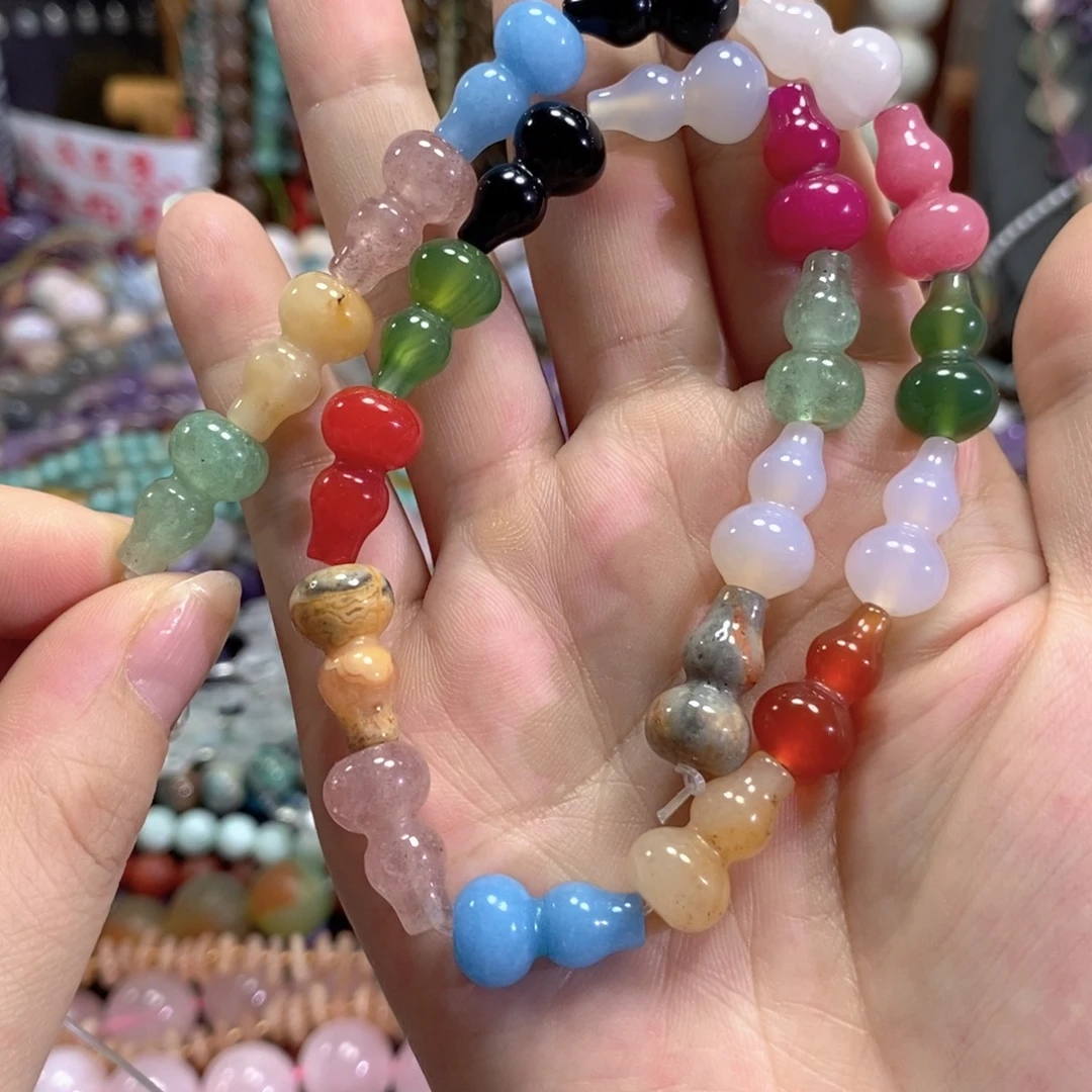 未镶嵌玛瑙/玉髓珠宝半成品多宝葫芦一条卡10*18mm