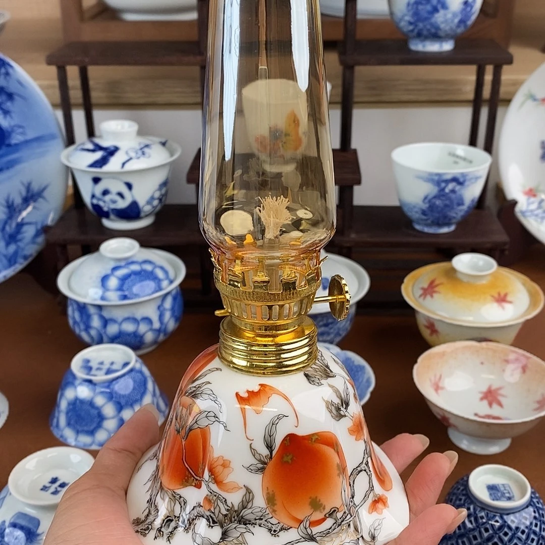 化作矾红寿桃香薰灯
