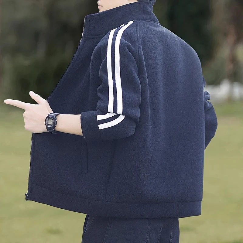 男士夹克户外运动卫衣摇粒绒外套休闲大码加厚抓绒衣