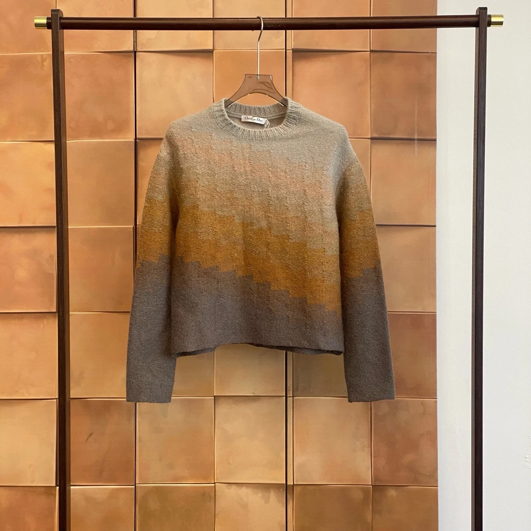 Dior 棕色渐变马海毛针织毛衣/36码/99新/27860