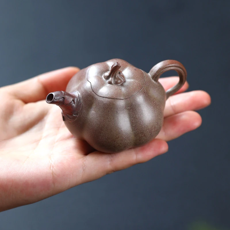 ZJ25【大吉羊】徐顺伟 小福瓜 本绿柴烧 60ml紫砂壶 青墨