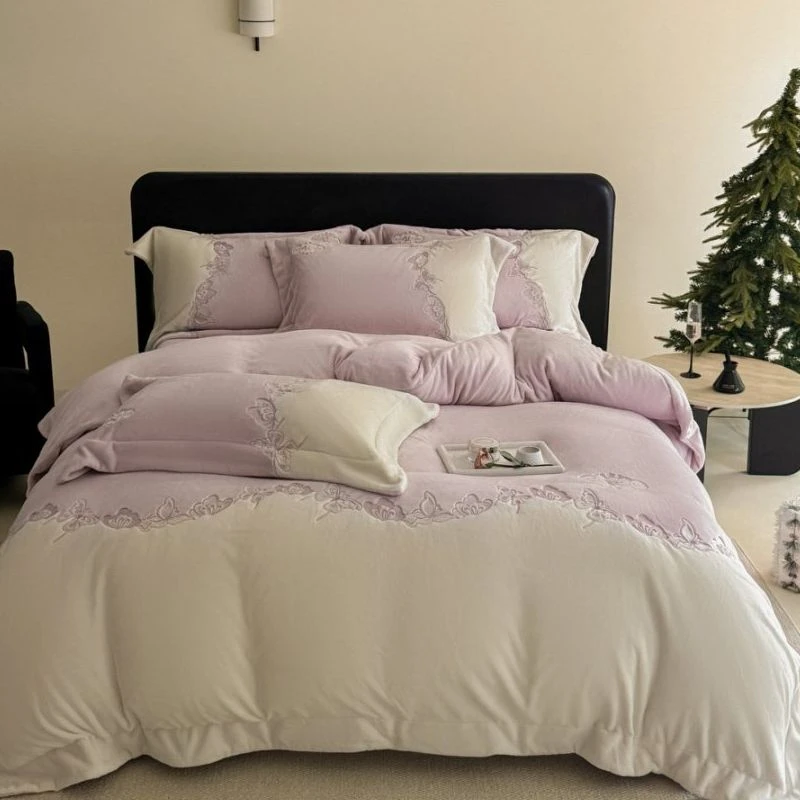 LF-｜2025新品｜全消光牛奶绒蝶影迷踪系列四件套 7580